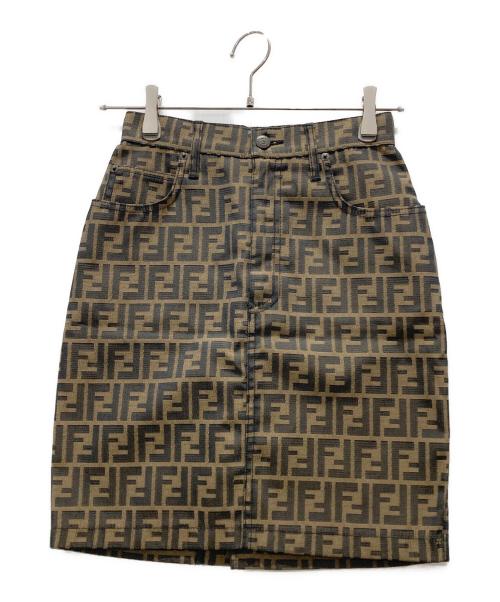 FENDI（フェンディ）FENDI (フェンディ) ズッカ柄ミディスカート ブラウン サイズ:40の古着・服飾アイテム