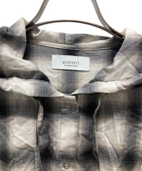 emmi（エミ）emmi (エミ) チェックフーディーシャツ ブラック サイズ:Freeの古着・服飾アイテム