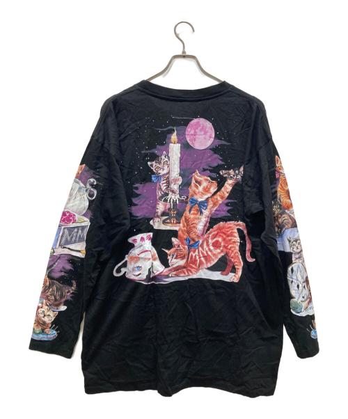 MM6 Maison Margiela（エムエムシックスメゾンマルジェラ）MM6 Maison Margiela (エムエムシックスメゾンマルジェラ) キャットプリントロングスリーブカットソー ブラック サイズ:Lの古着・服飾アイテム