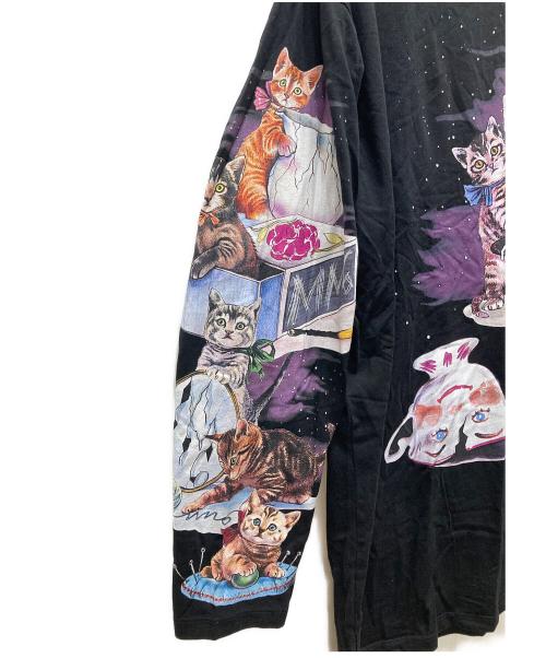 MM6 Maison Margiela（エムエムシックスメゾンマルジェラ）MM6 Maison Margiela (エムエムシックスメゾンマルジェラ) キャットプリントロングスリーブカットソー ブラック サイズ:Lの古着・服飾アイテム