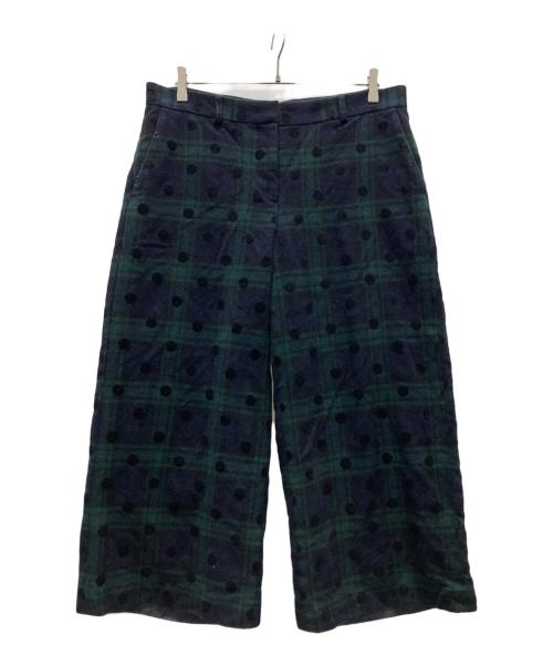PS Paul Smith（ＰＳポールスミス）PS Paul Smith (ＰＳポールスミス) チェックドット ワイドパンツ グリーン サイズ:48Lの古着・服飾アイテム