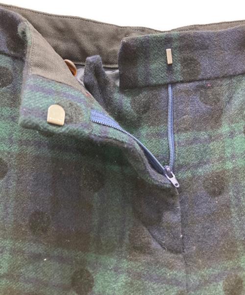 PS Paul Smith（ＰＳポールスミス）PS Paul Smith (ＰＳポールスミス) チェックドット ワイドパンツ グリーン サイズ:48Lの古着・服飾アイテム