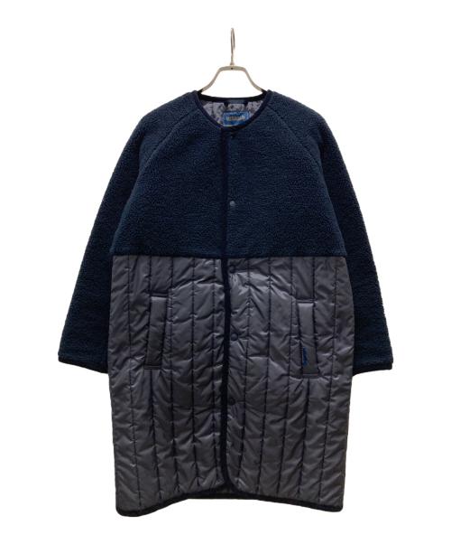 LAVENHAM（ラベンハム）LAVENHAM (ラベンハム) 切替ノーカラーコート SHERPA PALGRAVE ネイビー サイズ:38の古着・服飾アイテム