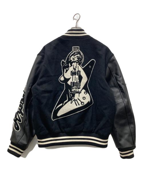 Hysteric Glamour（ヒステリックグラマー）Hysteric Glamour (ヒステリックグラマー) TURN THE MUSIC UP 刺繍 スタジャン ブラック サイズ:Lの古着・服飾アイテム