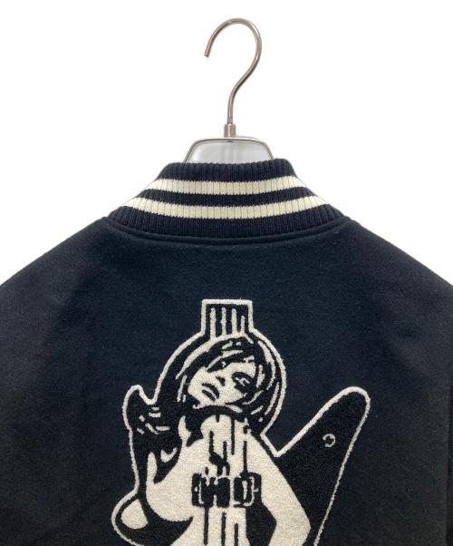 Hysteric Glamour（ヒステリックグラマー）Hysteric Glamour (ヒステリックグラマー) TURN THE MUSIC UP 刺繍 スタジャン ブラック サイズ:Lの古着・服飾アイテム