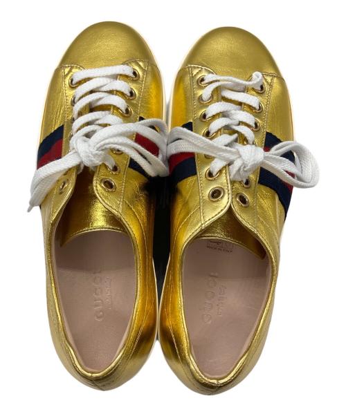 GUCCI（グッチ）GUCCI (グッチ) プラットフォームスニーカー ゴールド サイズ:35の古着・服飾アイテム