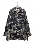 &ellecyアンドエルシー）の古着「水墨画 柄シャツ」｜ブラック