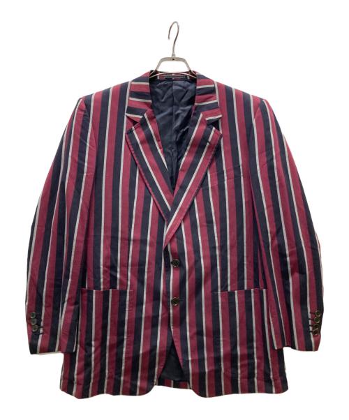 dunhill（ダンヒル）dunhill (ダンヒル) ストライプ テーラードジャケット パープル サイズ:50の古着・服飾アイテム