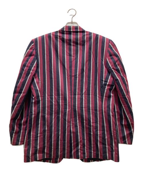 dunhill（ダンヒル）dunhill (ダンヒル) ストライプ テーラードジャケット パープル サイズ:50の古着・服飾アイテム
