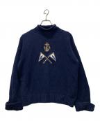 POLO RALPH LAURENポロ・ラルフローレン）の古着「刺繍ハイネックニット」｜ネイビー
