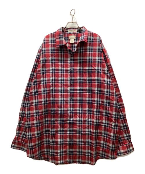 L.L.Bean（エルエルビーン）L.L.Bean (エルエルビーン) ロング丈チェックシャツ レッド サイズ:XXLの古着・服飾アイテム