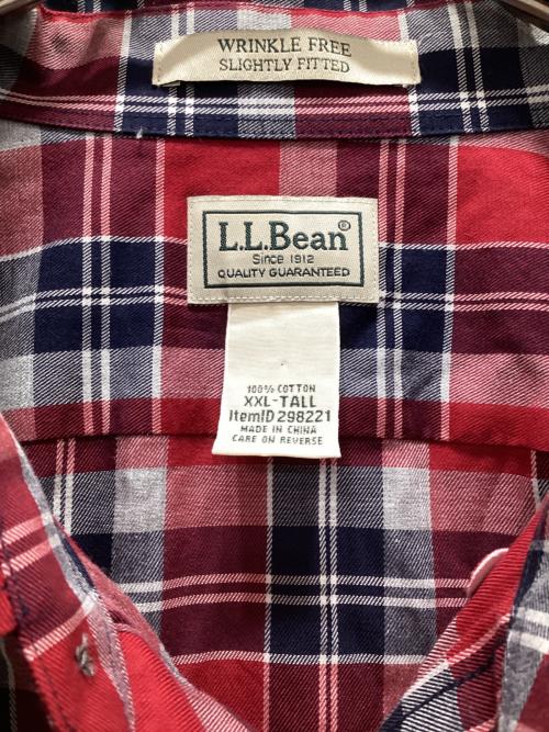 L.L.Bean（エルエルビーン）L.L.Bean (エルエルビーン) ロング丈チェックシャツ レッド サイズ:XXLの古着・服飾アイテム