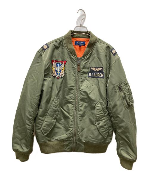 POLO RALPH LAUREN（ポロ・ラルフローレン）POLO RALPH LAUREN (ポロ・ラルフローレン) ワッペン フライトジャケット カーキ サイズ:Mの古着・服飾アイテム