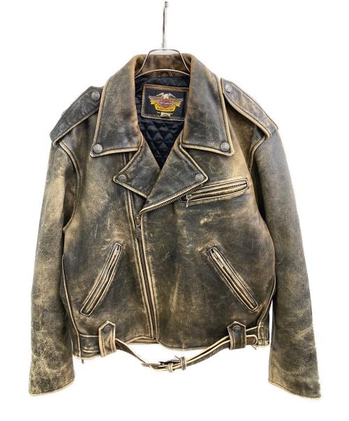 HARLEY-DAVIDSON（ハーレーダビッドソン）HARLEY-DAVIDSON (ハーレーダビッドソン) エンボス レザージャケット ダークブラウン サイズ:Lの古着・服飾アイテム