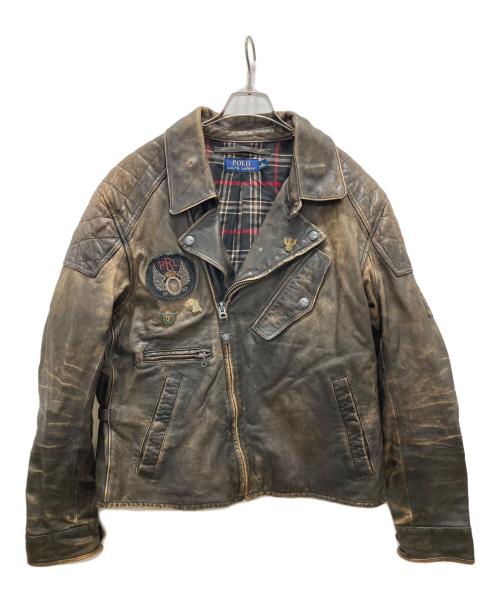 POLO RALPH LAUREN（ポロ・ラルフローレン）POLO RALPH LAUREN (ポロ・ラルフローレン) LEATHER MOTORCYCLE JACKET ブラウン サイズ:XLの古着・服飾アイテム