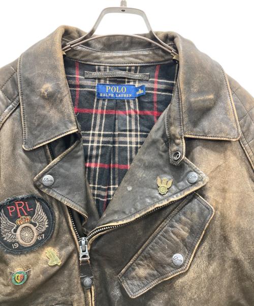 POLO RALPH LAUREN（ポロ・ラルフローレン）POLO RALPH LAUREN (ポロ・ラルフローレン) LEATHER MOTORCYCLE JACKET ブラウン サイズ:XLの古着・服飾アイテム