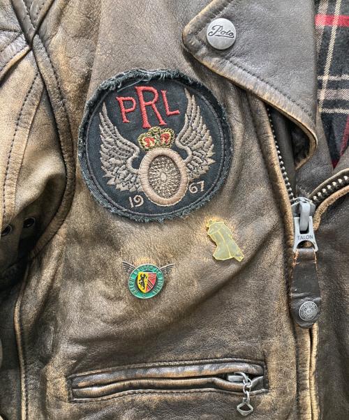 POLO RALPH LAUREN（ポロ・ラルフローレン）POLO RALPH LAUREN (ポロ・ラルフローレン) LEATHER MOTORCYCLE JACKET ブラウン サイズ:XLの古着・服飾アイテム