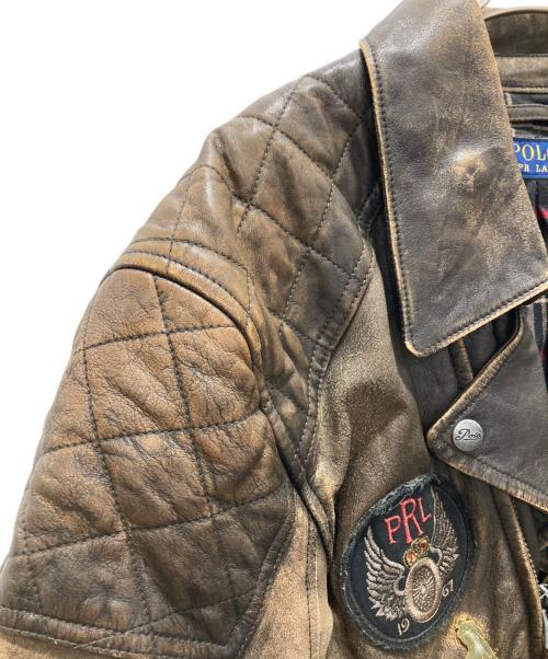 POLO RALPH LAUREN（ポロ・ラルフローレン）POLO RALPH LAUREN (ポロ・ラルフローレン) LEATHER MOTORCYCLE JACKET ブラウン サイズ:XLの古着・服飾アイテム