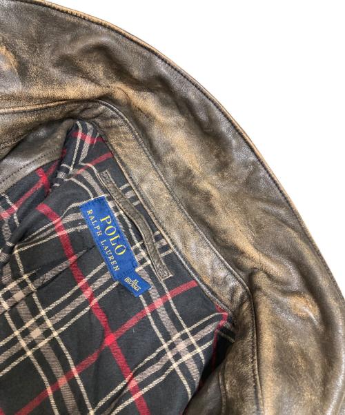 POLO RALPH LAUREN（ポロ・ラルフローレン）POLO RALPH LAUREN (ポロ・ラルフローレン) LEATHER MOTORCYCLE JACKET ブラウン サイズ:XLの古着・服飾アイテム