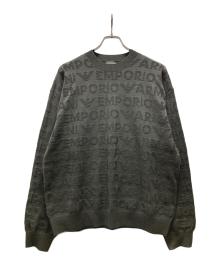 EMPORIO ARMANI（エンポリオ アルマーニ）の古着「ロゴ総柄ジャガードニット」｜グレー