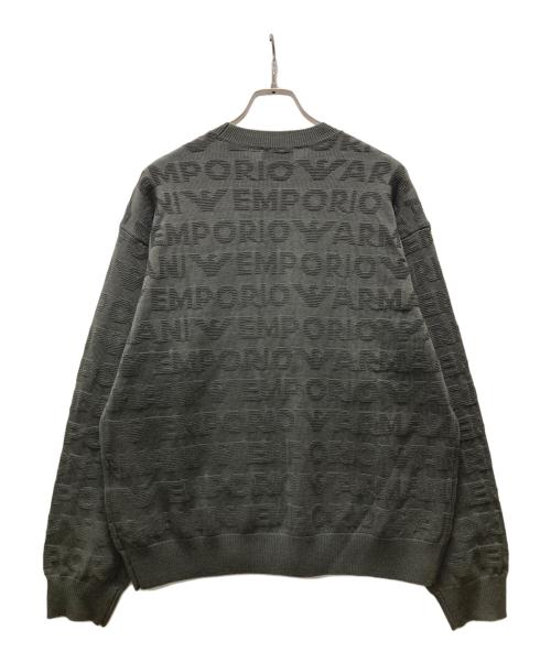 EMPORIO ARMANI（エンポリオ アルマーニ）EMPORIO ARMANI (エンポリオ アルマーニ) ロゴ総柄ジャガードニット グレー サイズ:Mの古着・服飾アイテム