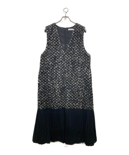 ADORE（アドーア）ADORE (アドーア) ヘリンボーンツイードノースリーブワンピース ブラック サイズ:38の古着・服飾アイテム