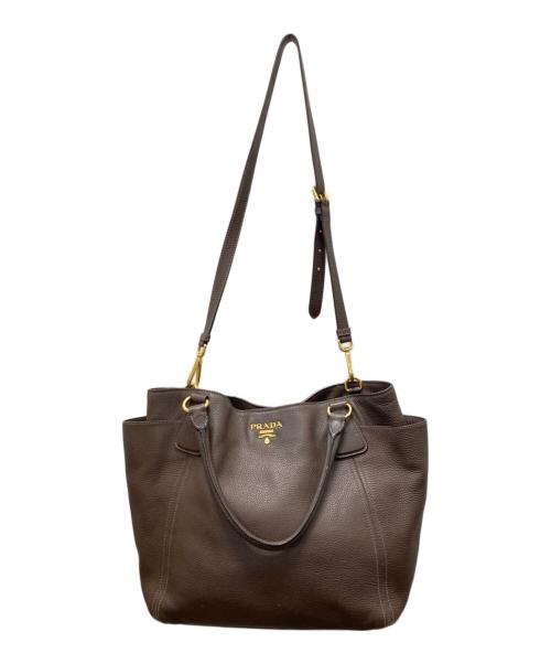 PRADA（プラダ）PRADA (プラダ) ヴィッテロダイノ 2WAYバッグ ブラウンの古着・服飾アイテム