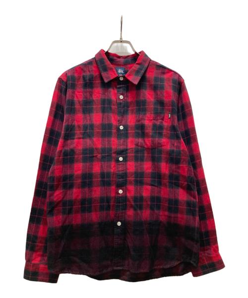 stussy（ステューシー）stussy (ステューシー) チェックシャツ レッド サイズ:Mの古着・服飾アイテム