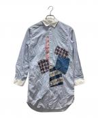 COMME des GARCONS JUNYA WATANABE MANコム デ ギャルソン ジュンヤ ワタナベ マン）の古着「ロング丈パッチワーククレリックシャツ」｜スカイブルー