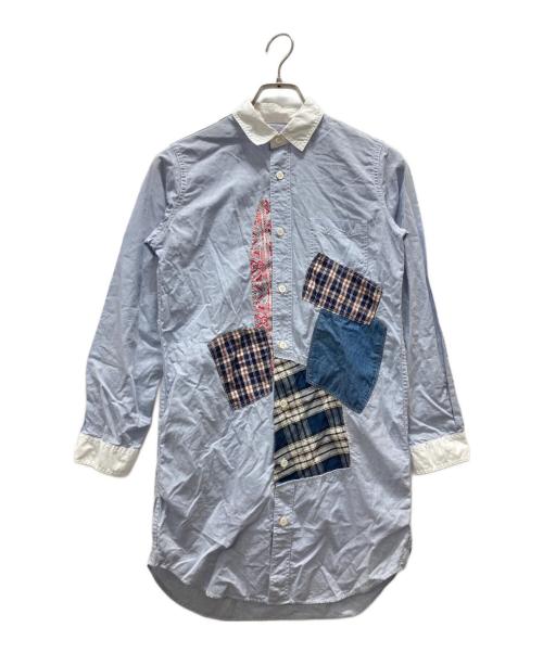 COMME des GARCONS JUNYA WATANABE MAN（コム デ ギャルソン ジュンヤ ワタナベ マン）COMME des GARCONS JUNYA WATANABE MAN (コム デ ギャルソン ジュンヤ ワタナベ マン) ロング丈パッチワーククレリックシャツ スカイブルー サイズ:Mの古着・服飾アイテム