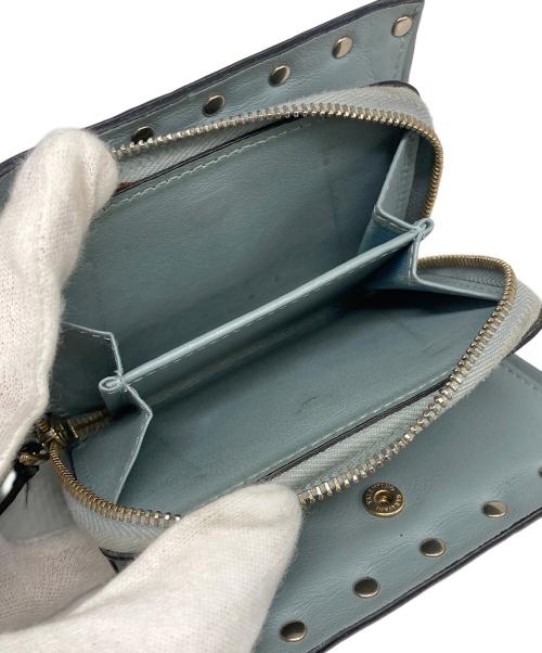 VALENTINO（ヴァレンティノ）VALENTINO (ヴァレンティノ) スタッズ 2つ折り財布 スカイブルーの古着・服飾アイテム