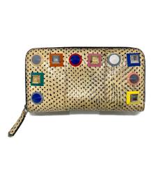 FENDI（フェンディ）の古着「ビジュー 型押しラウンド長財布」｜ブラウン