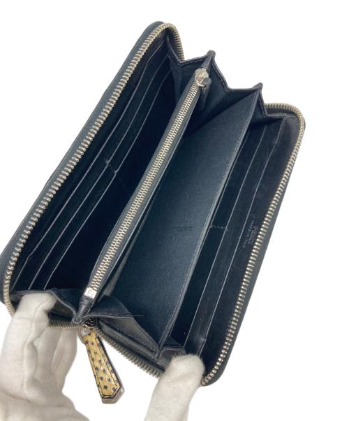 FENDI（フェンディ）FENDI (フェンディ) ビジュー 型押しラウンド長財布 ブラウンの古着・服飾アイテム