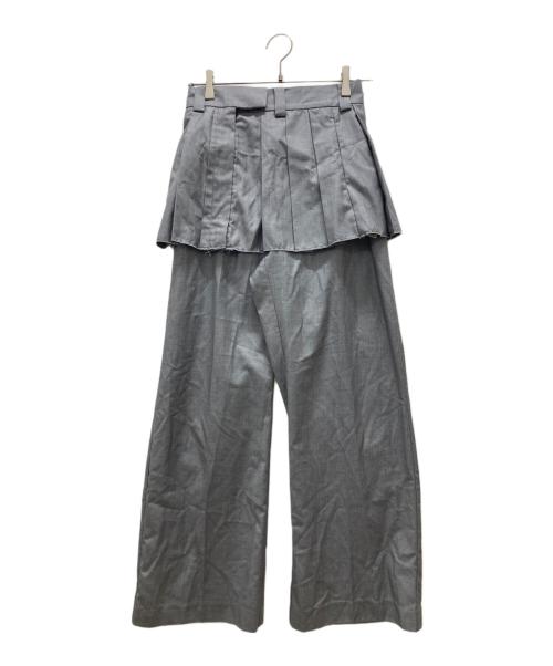 MAISON SPECIAL（メゾンスペシャル）MAISON SPECIAL (メゾンスペシャル) Box Pleated Skirt Pants ライトグレー サイズ:36の古着・服飾アイテム