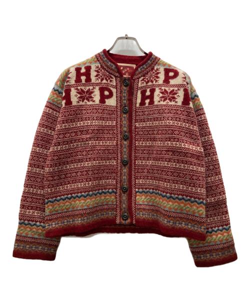 PINK HOUSE（ピンクハウス）PINK HOUSE (ピンクハウス) ノルディック柄カーディガン レッド サイズ:表記無の古着・服飾アイテム