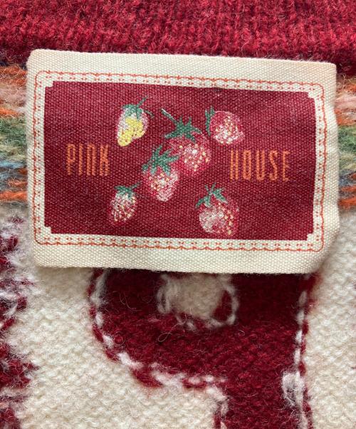 PINK HOUSE（ピンクハウス）PINK HOUSE (ピンクハウス) ノルディック柄カーディガン レッド サイズ:表記無の古着・服飾アイテム