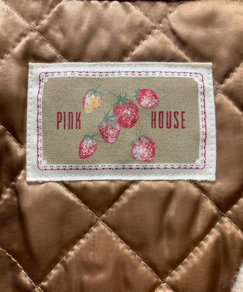 PINK HOUSE（ピンクハウス）PINK HOUSE (ピンクハウス) いちごワッペン異素材ニット切替ジャケット ブラウン サイズ:表記無の古着・服飾アイテム