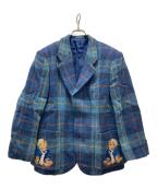 KANEKO ISAOカネコ イサオ）の古着「テディベア刺繍テーラードジャケット」｜ブルー