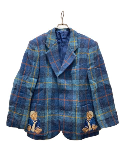 KANEKO ISAO（カネコ イサオ）KANEKO ISAO (カネコ イサオ) テディベア刺繍テーラードジャケット ブルー サイズ:表記無の古着・服飾アイテム