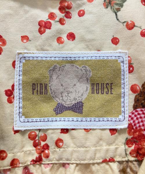 PINK HOUSE（ピンクハウス）PINK HOUSE (ピンクハウス) ベアチェリープリント総柄シャツ ブラウン サイズ:Lの古着・服飾アイテム
