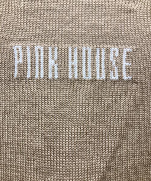 PINK HOUSE（ピンクハウス）PINK HOUSE (ピンクハウス) ロゴ リボンモチーフ使いニットカーディガン ブラウン サイズ:表記無の古着・服飾アイテム