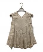 23区ニジュウサンク）の古着「リネンノースリーブブラウス」｜ベージュ