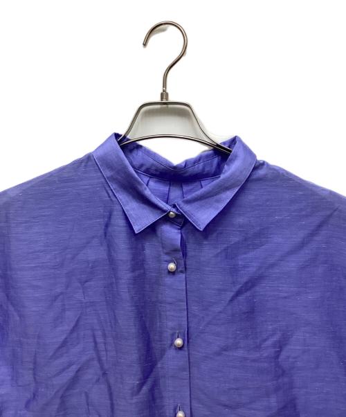 NOLLEY'S（ノーリーズ）NOLLEY'S (ノーリース) シアースラブ半袖パール釦2wayシャツ ブルー サイズ:38の古着・服飾アイテム