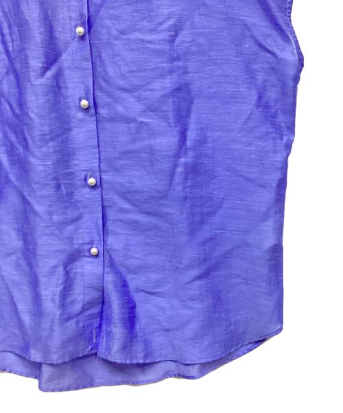 NOLLEY'S（ノーリーズ）NOLLEY'S (ノーリース) シアースラブ半袖パール釦2wayシャツ ブルー サイズ:38の古着・服飾アイテム