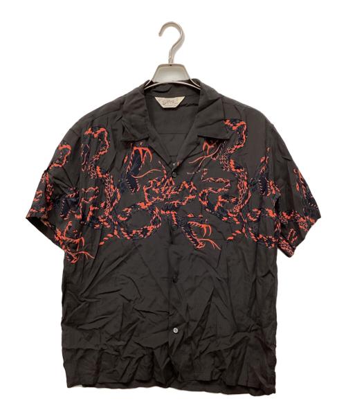 Star OF HOLLYWOOD（スターオブハリウッド）Star OF HOLLYWOOD (スターオブハリウッド) BEAMS (ビームス) snake aroha shirt(スネークアロハシャツ) ブラック サイズ:Mの古着・服飾アイテム