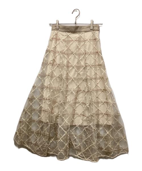 Snidel（スナイデル）Snidel (スナイデル) チェックシアーボリュームスカート ベージュの古着・服飾アイテム