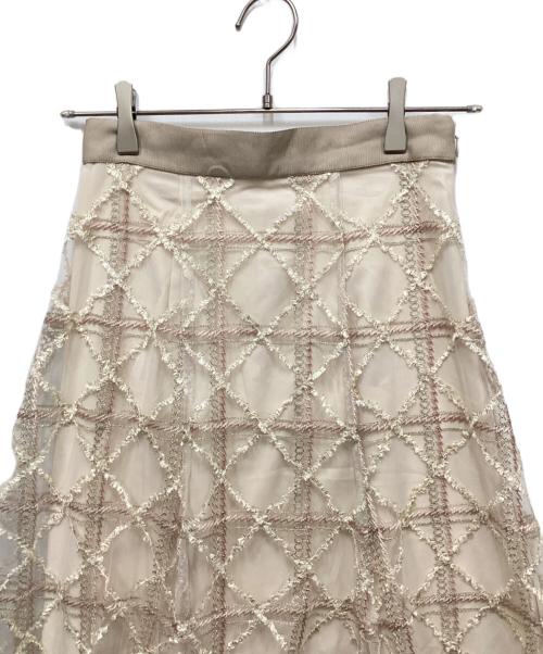 Snidel（スナイデル）Snidel (スナイデル) チェックシアーボリュームスカート ベージュの古着・服飾アイテム