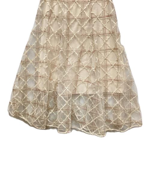 Snidel（スナイデル）Snidel (スナイデル) チェックシアーボリュームスカート ベージュの古着・服飾アイテム