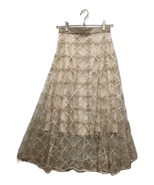 Snidel（スナイデル）Snidel (スナイデル) チェックシアーボリュームスカート ベージュの古着・服飾アイテム