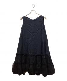 Rene（ルネ）の古着「ノースリーブ切替ワンピース」｜ネイビー